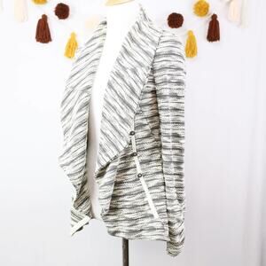 Anthropologie Saturday Sunday Gray White Marled Knit Moto Cardigan Sweater Small